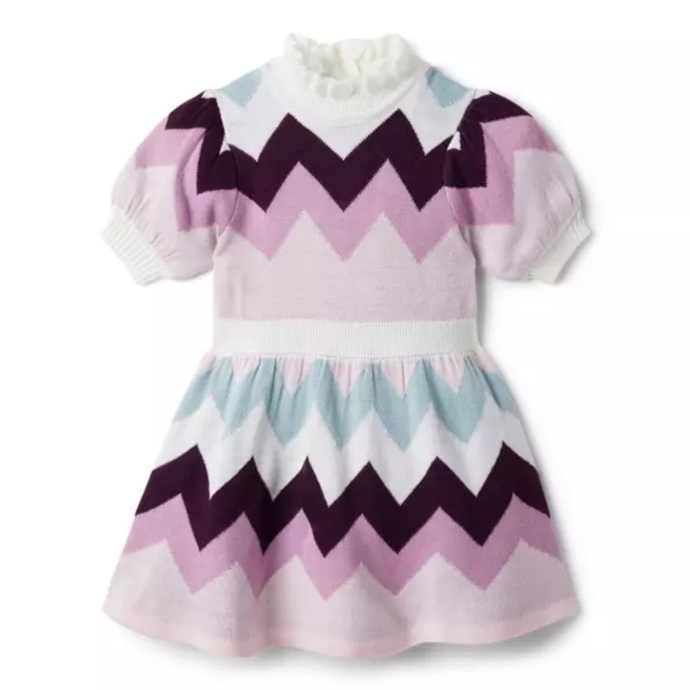 Janie and Jack short sleeve sweater dress chevron ruffle neck